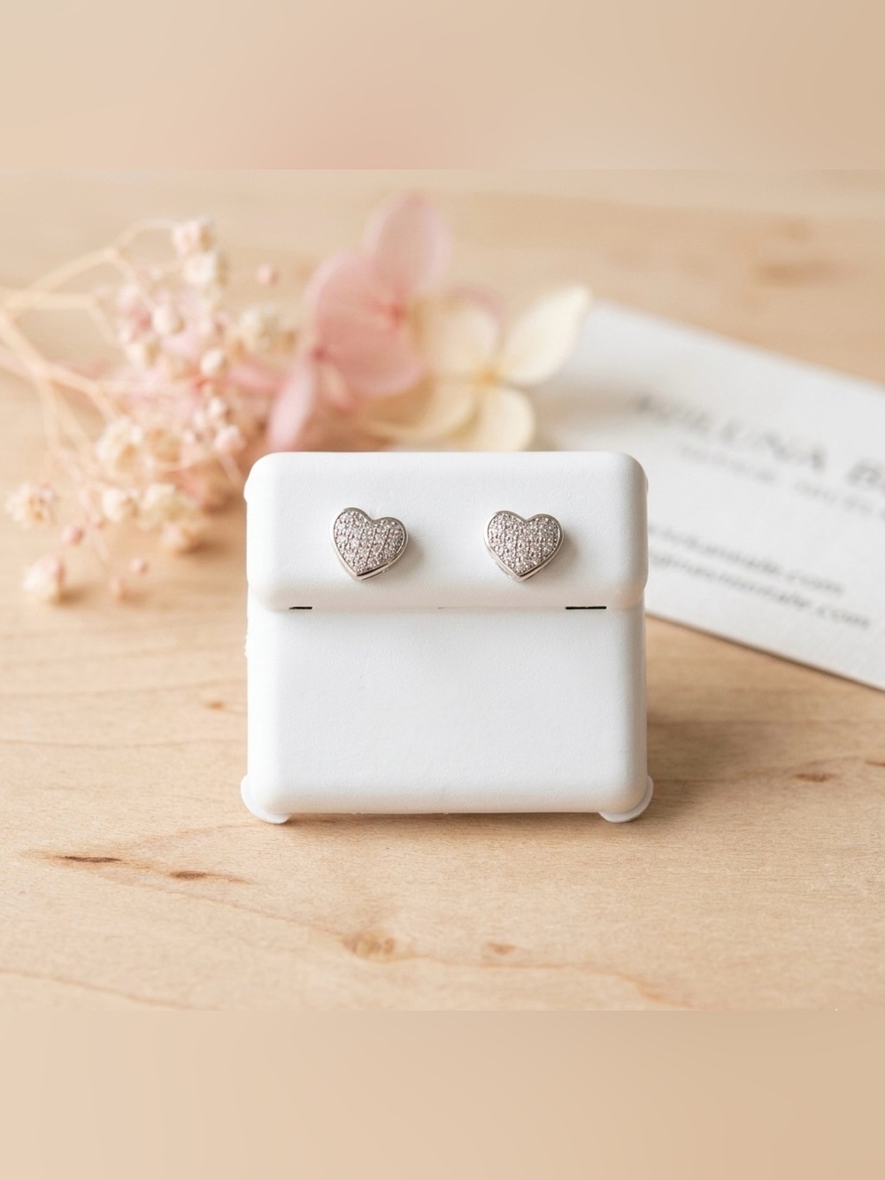 STUNNING .18CTW Moissanite Heart Studs - 925 Sterling Silver - Screw Back